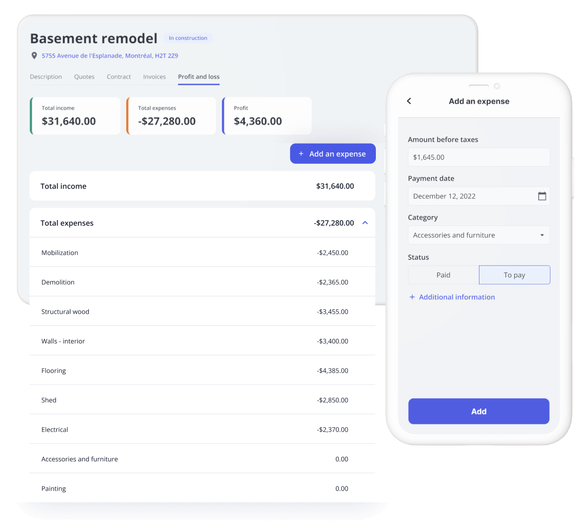 screenshot of Billdr PRO